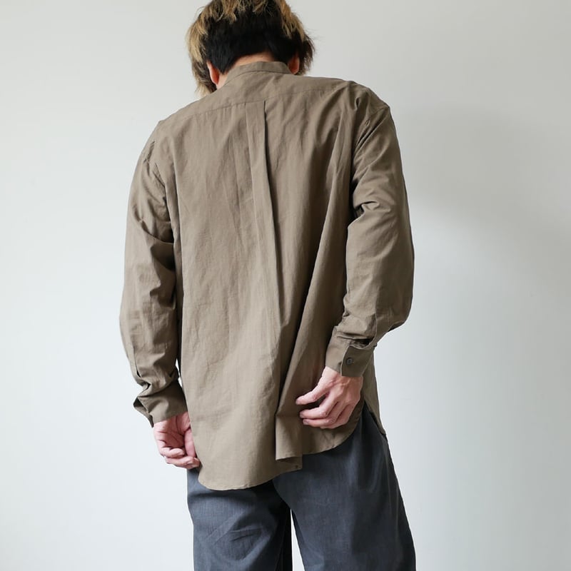 WIRROW｜ウィロウ｜Cotton linen stand collar shirt｜siz...