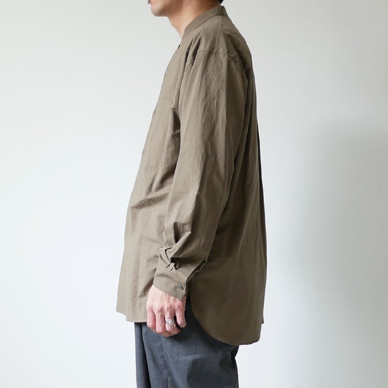 WIRROW｜ウィロウ｜Cotton linen stand collar shirt｜siz