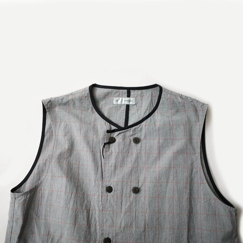 nisica ニシカ |ダブルボタンベスト｜GREY | GOUACHE FUKUOKA