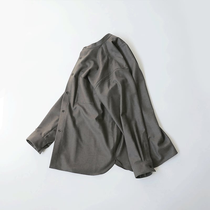 WIRROW|ウィロウ| soft wool stand collar shirt|size2 WIRROW|ウィロウ| soft wool stand collar shirt|size2