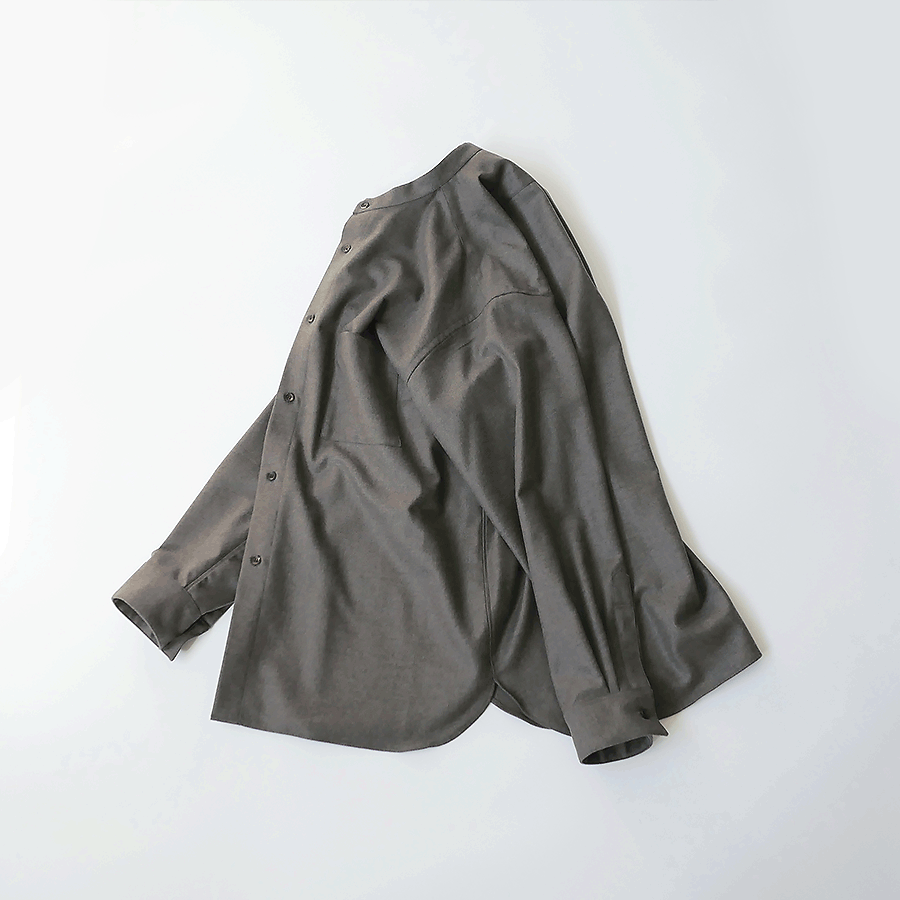WIRROW｜ウィロウ｜ soft wool stand collar shirt｜size2