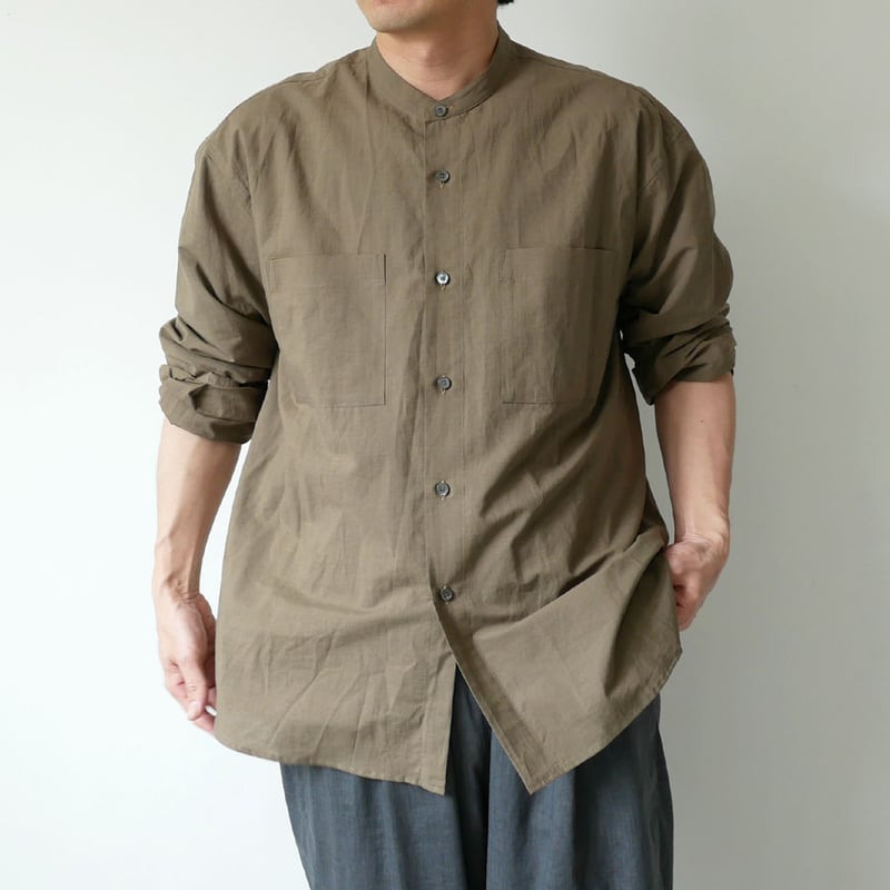 WIRROW｜ウィロウ｜Cotton linen stand collar shirt｜siz...