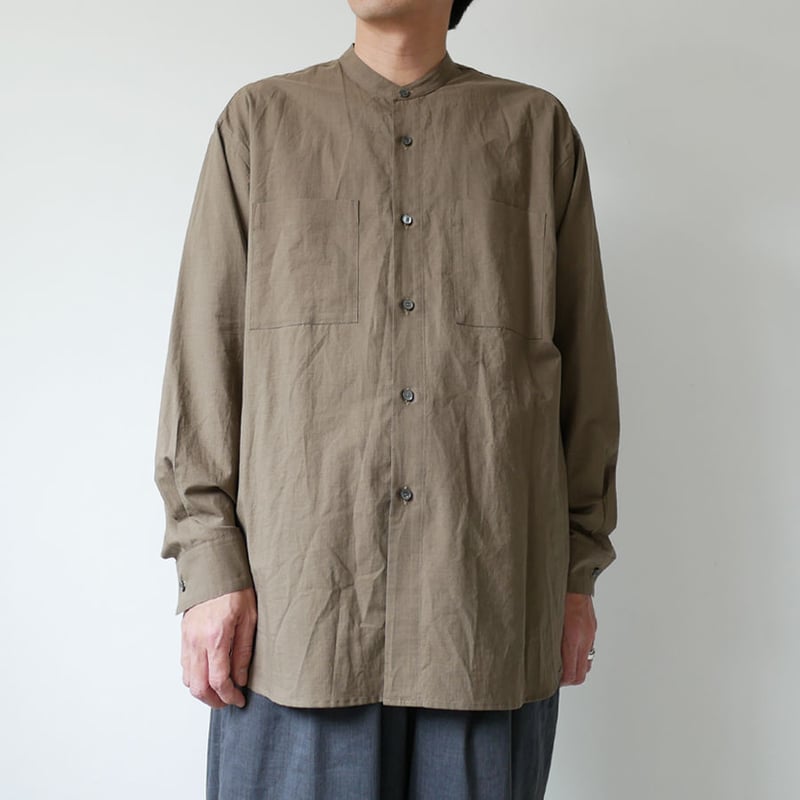 WIRROW｜ウィロウ｜Cotton linen stand collar shirt｜siz