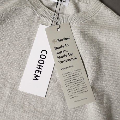 COOHEM| コーヘン | UNISEX_COLOR MIX COTTON SILK PULLOVER｜コットンシルクプルオーバー|GREY｜ 15-212-001｜SIZEL
