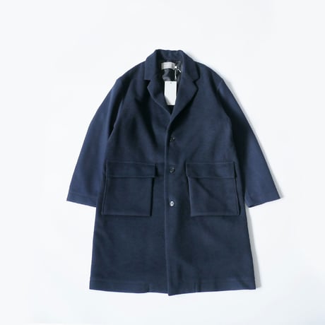 CURLY カーリー |FLANNEL-FRONT CHESTER COAT｜223-37101｜NAVY｜ SIZE2