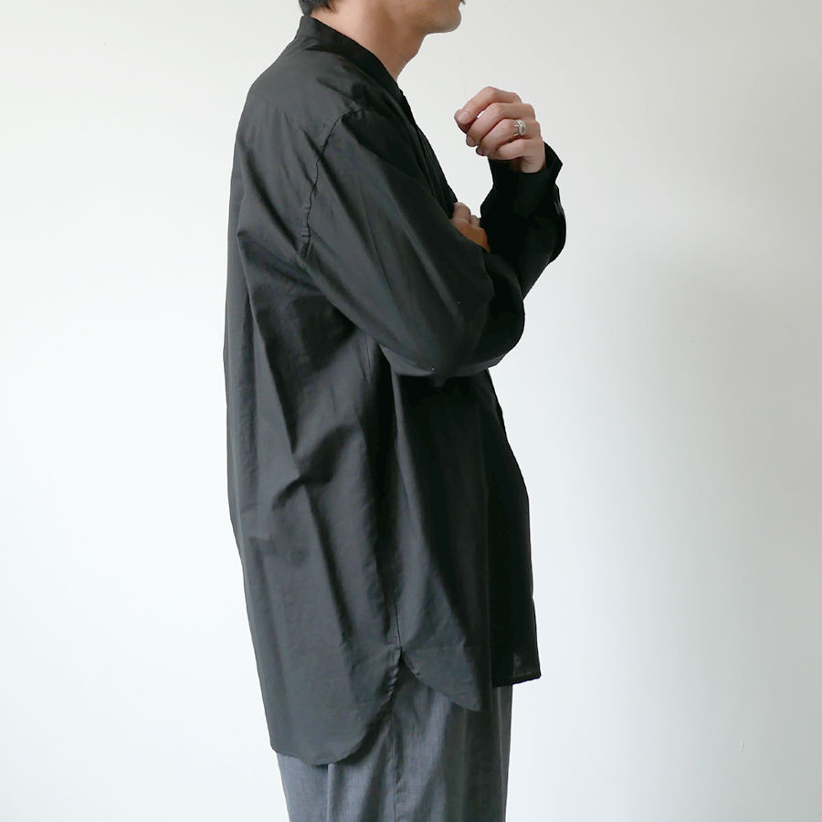WIRROW｜ウィロウ｜Cotton linen stand collar shirt｜siz