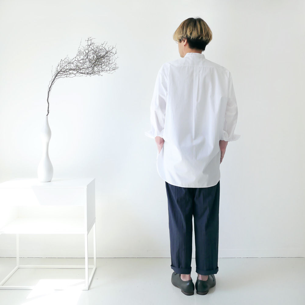 WIRROW】コットンリネン スタンドカラーシャツドレス