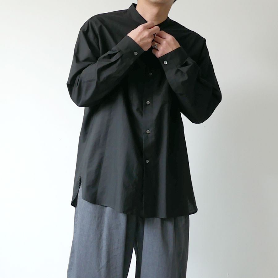 WIRROW｜ウィロウ｜Cotton linen stand collar shirt｜siz