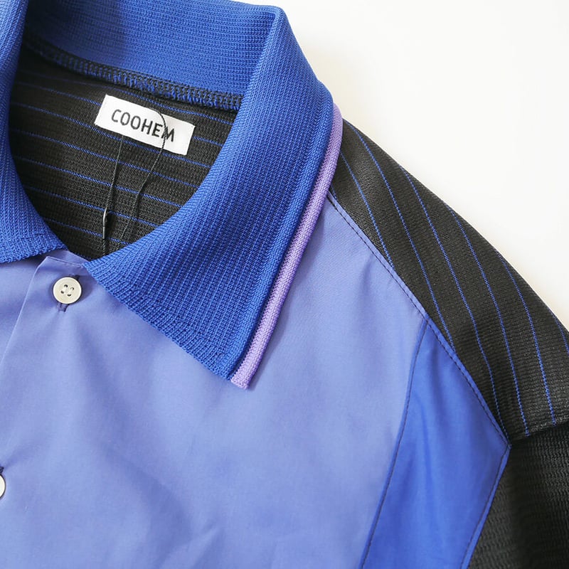 COOHEM| コーヘン | KNIT PATCHWORK POLO｜BLUE｜ 13-22