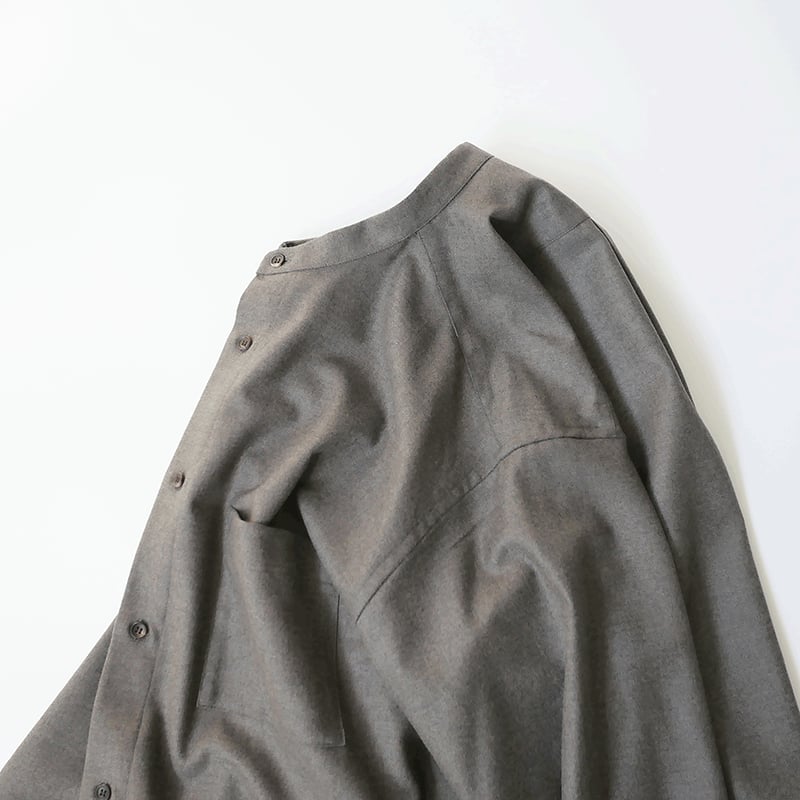 WIRROW｜ウィロウ｜ soft wool stand collar shirt｜size2