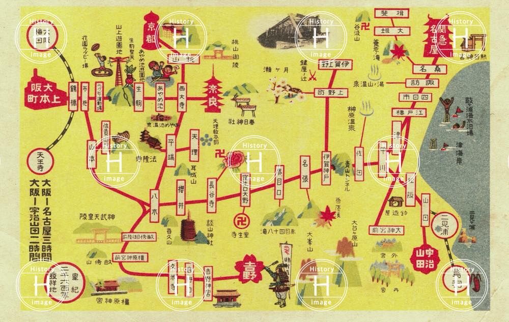 大阪電気軌道・関西急行電鉄・観光路線図・大軌・1933年〜1946年（昭和