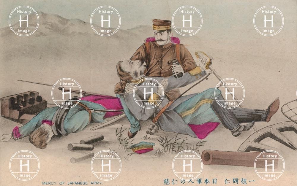 日露戦争・日本軍人の仁慈・アート・イラスト・1900年〜1907年 日露戦争・日本軍人の仁慈・アート・イラスト・1900年〜1907年