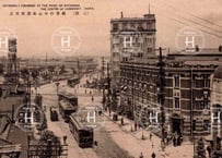 大阪・北浜交差点・株式取引所事務棟・路面電車・1918年〜1933年（大正7年4月〜昭和8年2月）