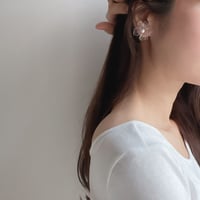 clear flower earring(pearl)