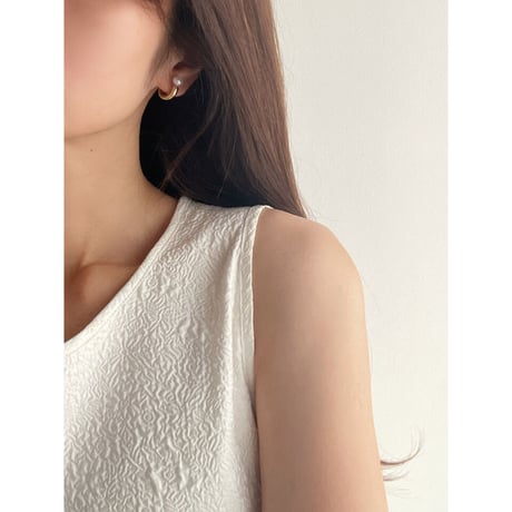 2way pearl&mini metal earrings ｜ 2color