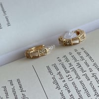 semi stone c earrings