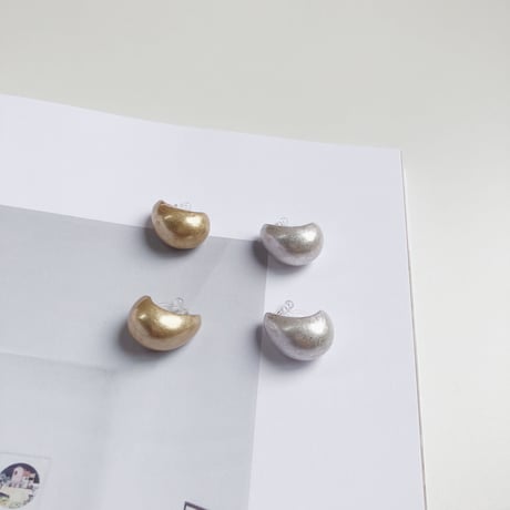 metal thick curve earring | 2color
