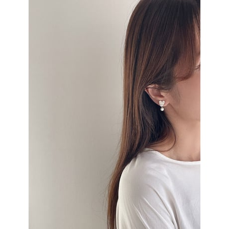 matte metal heat&pearl earrings | 2color