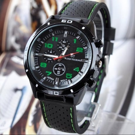 2019クォーツ時計メンズビジネス＆カジュアルミリタリーウォッチスポーツ腕時計シリコンファッション時間リロイオムレツ時計mannen green