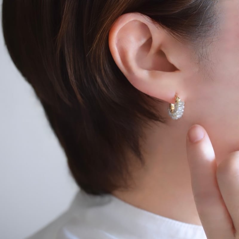 silver925 14kgf ラブラドライト 天然石ピアス ＊ 14kgf