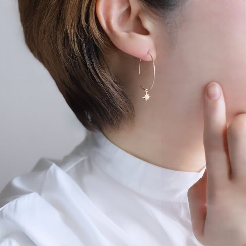 14kgf ビックフープ+スタージルコニアピアス | gran 14kgf ビックフープ+スタージルコニアピアス | gran