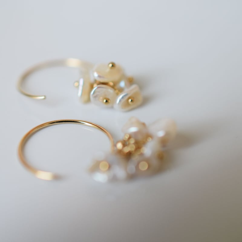 14kgf FLOWERピアス♡ フラワー 花 四つ葉 クローバー ゴールドフィルド 14kgf ジルコニア