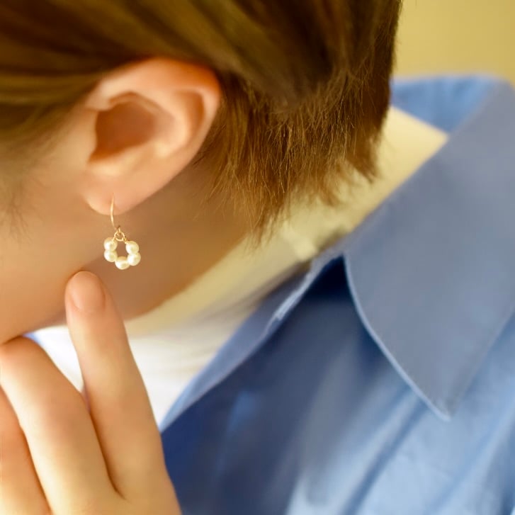 k14gf可☆weave (gold) 大ぶりピアス・イヤリング ピアス