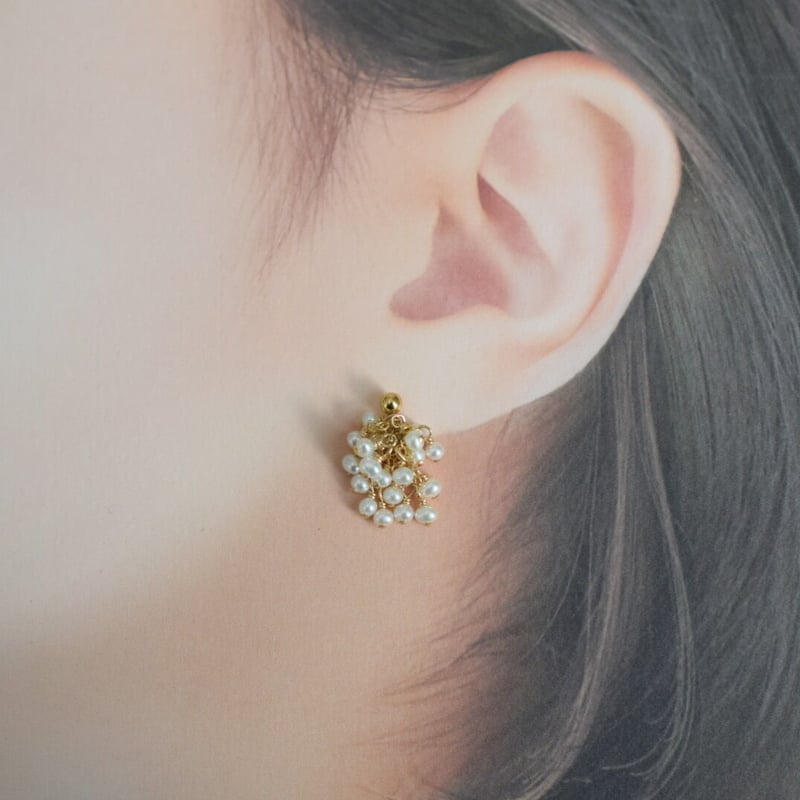 14kgf たっぷりパールつぶつぶピアス | gran