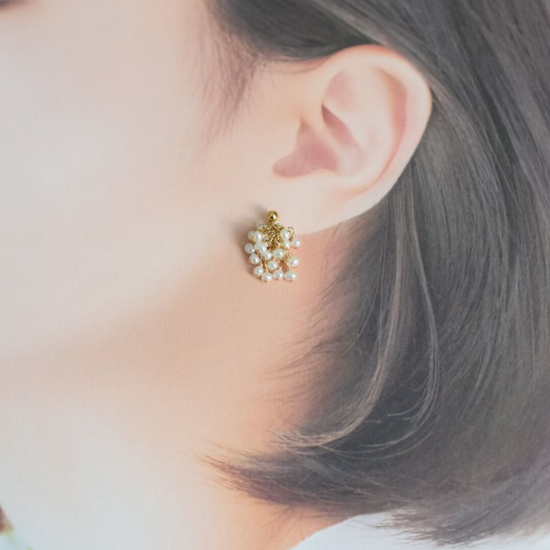 14kgf たっぷりパールつぶつぶピアス | gran