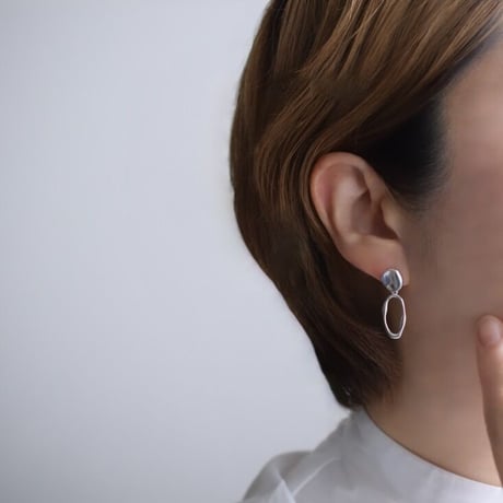 silver925　プレート＆リングボリュームピアス
