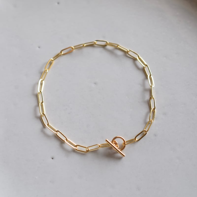 14KYG 天然石 三連 マンデル留金 ブレスレット 14KYG 天然石 三