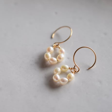 14kgf　ライスパールリングピアス
