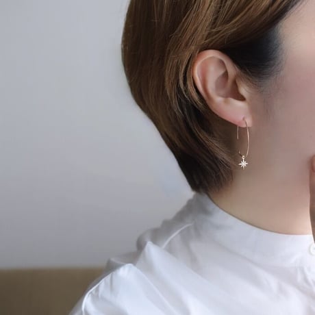 14kgf ビックフープ+スタージルコニアピアス
