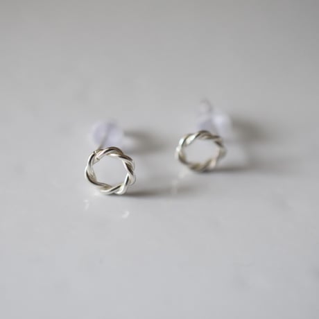 silver925 ミニねじりリングピアス