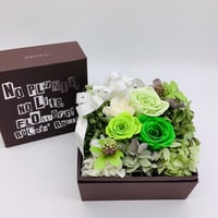 プリザーブドフラワー　ギフトBOX（白・グリーン）