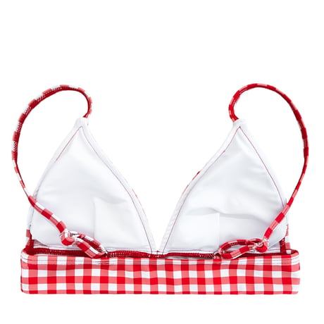 red gingham check triangle bikini tops
