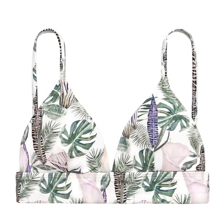 feather botanical triangle bikini tops