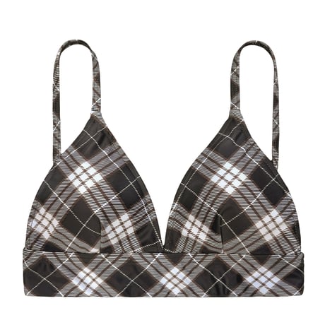brown check triangle bikini tops | casia
