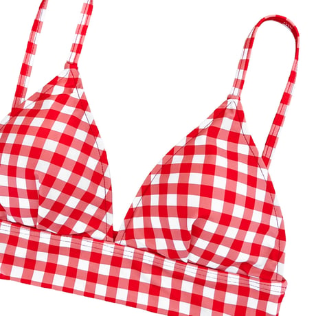 red gingham check triangle bikini tops