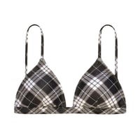 brown check small triangle bikini tops