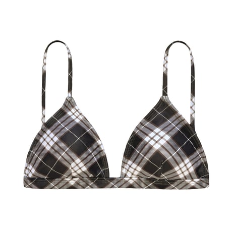 brown check small triangle bikini tops