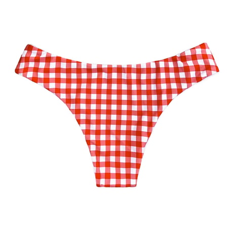 red gingham check slim pants