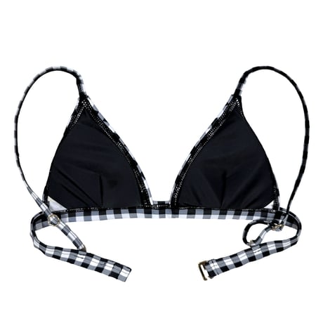 black gingham check small triangle bikini tops