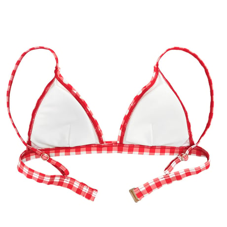 red gingham check small triangle bikini tops