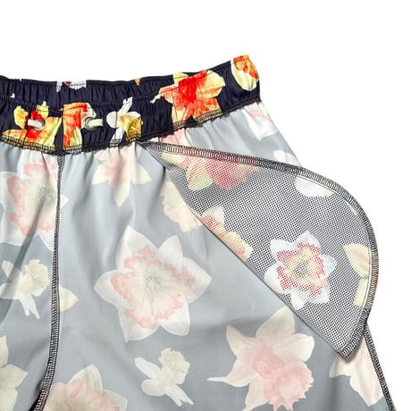 orange flower board shorts