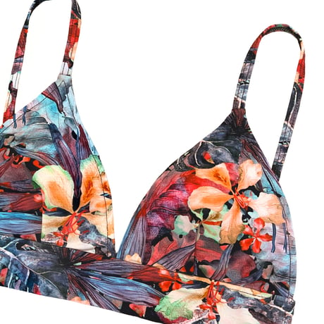colorful botanical triangle bikini tops