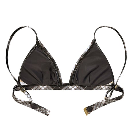 brown check small triangle bikini tops
