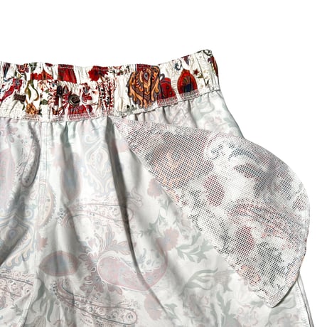 red paisley board shorts