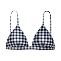 black gingham check small triangle bikini tops