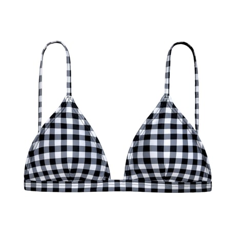 black gingham check small triangle bikini tops